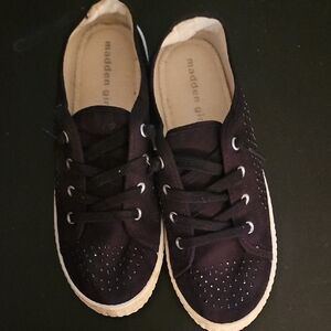 Madden Girl Black and White Studded Sneakers